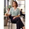image:imageArachampCloz Womens Striped Short Sleeve Sweater Work Casual Fashion TrendyGreen