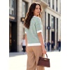 image:imageArachampCloz Womens Striped Short Sleeve Sweater Work Casual Fashion TrendyGreen