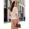 image:imageArachampCloz Womens Striped Short Sleeve Sweater Work Casual Fashion TrendyKhaki