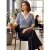 image:imageArachampCloz Womens Striped Short Sleeve Sweater Work Casual Fashion TrendyNavy