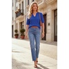 image:imageArachampCloz Womens Striped Short Sleeve Sweater Work Casual Fashion TrendyRoyal Blue