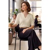 image:imageArachampCloz Womens Striped Short Sleeve Sweater Work Casual Fashion TrendySolid Beige