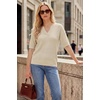 image:imageArachampCloz Womens Striped Short Sleeve Sweater Work Casual Fashion TrendySolid Beige