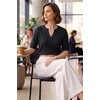 image:imageArachampCloz Womens Striped Short Sleeve Sweater Work Casual Fashion TrendySolid Black