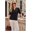 image:imageArachampCloz Womens Striped Short Sleeve Sweater Work Casual Fashion TrendySolid Black