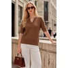 image:imageArachampCloz Womens Striped Short Sleeve Sweater Work Casual Fashion TrendySolid Brown