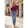 image:imageArachampCloz Womens Striped Short Sleeve Sweater Work Casual Fashion TrendySolid Burgundy