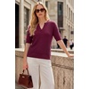 image:imageArachampCloz Womens Striped Short Sleeve Sweater Work Casual Fashion TrendySolid Burgundy