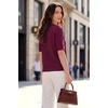 image:imageArachampCloz Womens Striped Short Sleeve Sweater Work Casual Fashion TrendySolid Burgundy