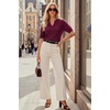 image:imageArachampCloz Womens Striped Short Sleeve Sweater Work Casual Fashion TrendySolid Burgundy