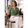 image:imageArachampCloz Womens Striped Short Sleeve Sweater Work Casual Fashion TrendySolid Green