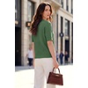 image:imageArachampCloz Womens Striped Short Sleeve Sweater Work Casual Fashion TrendySolid Green