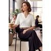 image:imageArachampCloz Womens Striped Short Sleeve Sweater Work Casual Fashion TrendySolid White