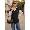 image:imageArachampCloz Womens Wool Blend Relaxed Sleevelesss Fall Casual Sweater VestBlack