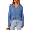 image:imageArachampCloz Womens Wool Blend Oversized V Neck Fall Casual Pullover SweaterHaze Blue