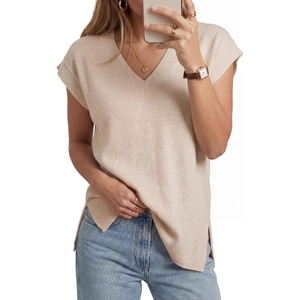 image:imageArachampCloz Womens Wool Blend Relaxed Sleevelesss Fall Casual Sweater VestApricot