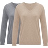 image:imageArachampCloz 2 Pack Womens Sweater 2026 Lightweight Soft V Neck Long Sleeve Fall Tops Fashion Clothes Casual Shirts PulloverApricotgrey
