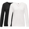 image:imageArachampCloz 2 Pack Womens Sweater 2026 Lightweight Soft V Neck Long Sleeve Fall Tops Fashion Clothes Casual Shirts PulloverBlackbeige Off White