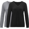 image:imageArachampCloz 2 Pack Womens Sweater 2026 Lightweight Soft V Neck Long Sleeve Fall Tops Fashion Clothes Casual Shirts PulloverBlackgrey