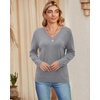 image:imageArachampCloz 2 Pack Womens Sweater 2026 Lightweight Soft V Neck Long Sleeve Fall Tops Fashion Clothes Casual Shirts PulloverBlackgrey