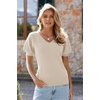 image:imageArachampCloz Womens 2025 Summer Short Puff Sleeve Shirts V Neck Cute Blouses Dressy Casual Trendy Sweater TopsCream White
