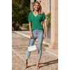 image:imageArachampCloz Womens 2025 Summer Short Puff Sleeve Shirts V Neck Cute Blouses Dressy Casual Trendy Sweater TopsGreen