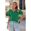 image:imageArachampCloz Womens 2025 Summer Short Puff Sleeve Shirts V Neck Cute Blouses Dressy Casual Trendy Sweater TopsGreen