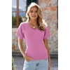 image:imageArachampCloz Womens 2025 Summer Short Puff Sleeve Shirts V Neck Cute Blouses Dressy Casual Trendy Sweater TopsRose Red