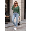image:imageArachampCloz Womens 2026 Fall V Neck Sweaters Pullover Long Sleeve Knit TopsArmy Green