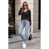 image:imageArachampCloz Womens 2026 Fall V Neck Sweaters Pullover Long Sleeve Knit TopsBlack