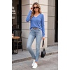 image:imageArachampCloz Womens 2026 Fall V Neck Sweaters Pullover Long Sleeve Knit TopsBlue