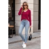 image:imageArachampCloz Womens 2026 Fall V Neck Sweaters Pullover Long Sleeve Knit TopsBurgundy