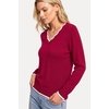 image:imageArachampCloz Womens 2026 Fall V Neck Sweaters Pullover Long Sleeve Knit TopsBurgundy