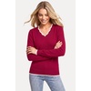 image:imageArachampCloz Womens 2026 Fall V Neck Sweaters Pullover Long Sleeve Knit TopsBurgundy