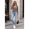 image:imageArachampCloz Womens 2026 Fall V Neck Sweaters Pullover Long Sleeve Knit TopsCoffee
