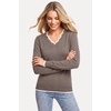 image:imageArachampCloz Womens 2026 Fall V Neck Sweaters Pullover Long Sleeve Knit TopsCoffee