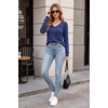 image:imageArachampCloz Womens 2026 Fall V Neck Sweaters Pullover Long Sleeve Knit TopsNavy