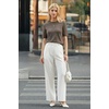 image:imageArachampCloz Womens Cashmere Wool Short Sleeve Sweater Business Casual TopsCoffee
