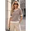 image:imageArachampCloz Womens Classic Striped Summer Crewneck Sweater Work Tops 2026Brown