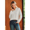 image:imageArachampCloz Womens Collared V Neck Eyelet Knit Fall Cotton Polo SweatersBeige