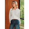 image:imageArachampCloz Womens Collared V Neck Eyelet Knit Fall Cotton Polo SweatersBeige