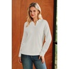 image:imageArachampCloz Womens Collared V Neck Eyelet Knit Fall Cotton Polo SweatersBeige