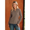 image:imageArachampCloz Womens Collared V Neck Eyelet Knit Fall Cotton Polo SweatersCoffee