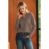 image:imageArachampCloz Womens Collared V Neck Eyelet Knit Fall Cotton Polo SweatersCoffee