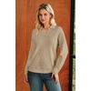 image:imageArachampCloz Womens Collared V Neck Eyelet Knit Fall Cotton Polo SweatersLight Khaki