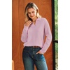 image:imageArachampCloz Womens Collared V Neck Eyelet Knit Fall Cotton Polo SweatersLight Pink