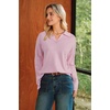 image:imageArachampCloz Womens Collared V Neck Eyelet Knit Fall Cotton Polo SweatersLight Pink