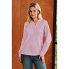 image:imageArachampCloz Womens Collared V Neck Eyelet Knit Fall Cotton Polo SweatersLight Pink