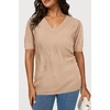 image:imageArachampCloz Womens Lightweight Summer Short Sleeve Sweater Top Shirt BlouseAzapricot 02