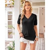 image:imageArachampCloz Womens Lightweight Summer Short Sleeve Sweater Top Shirt BlouseAzblack